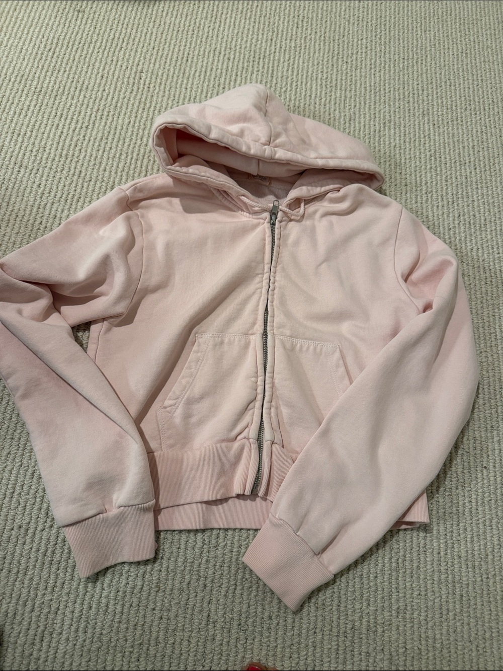 Brandy Melville Light Pink Zip-Up Hooded Jacket